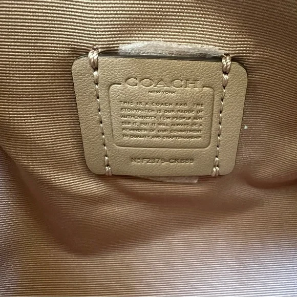 NWT COACH Lacey Barrel Crossbody Signature Canvas Gold Light Khaki Chalk CK689